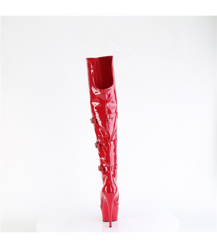 DELIGHT-3018 - Plateau Overknee Stiefel - Rot Lack | Pleaser