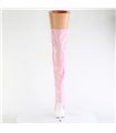 DELIGHT-3029 - Plateau Overknee Laarzen - Roze/wit holografische | Pleaser