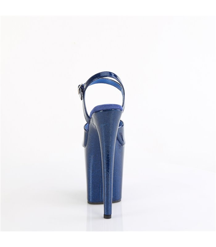 FLAMINGO-809GP - Plateau High Heel Sandalette - Blau mit Glitzer | Pleaser