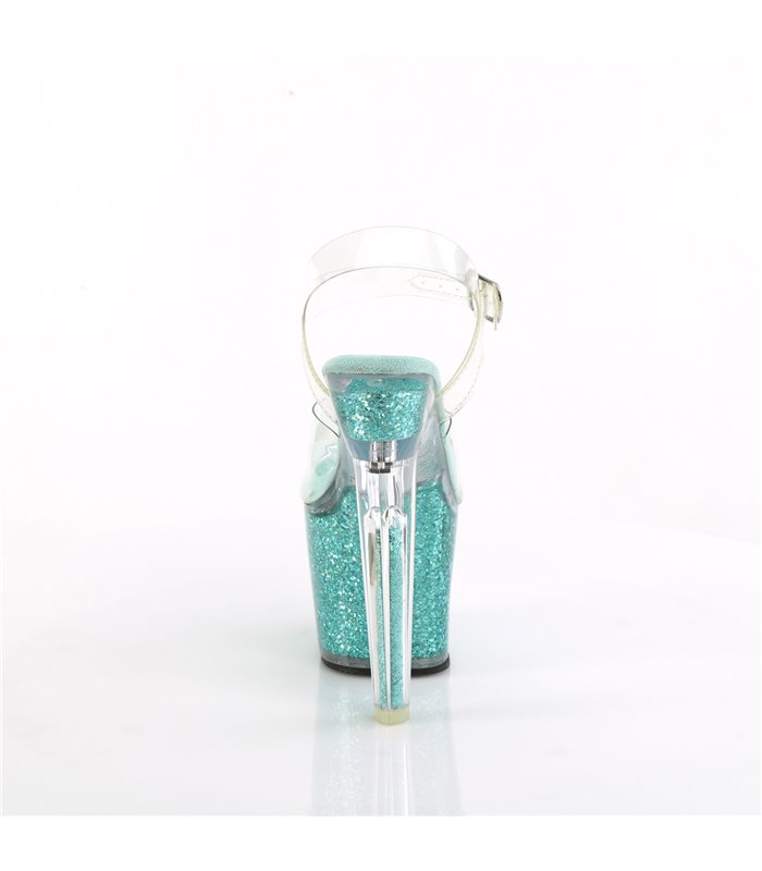 LOVESICK-708SG - Platform high heel sandal - turquoise glitter | Pleaser