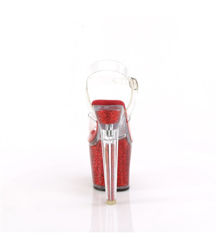 LOVESICK-708SG - Platform high heel sandal - red with glitter | Pleaser