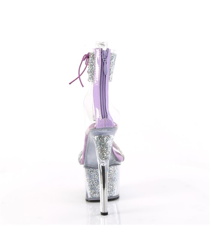 SKY-327RSI - Platform high heel sandal - purple/silver with glitter rhinestones | Pleaser