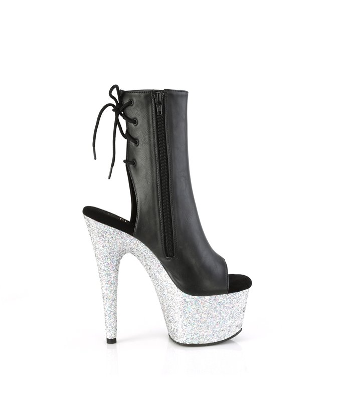 ADORE-1018LG - Platform ankle boots - black glitter | Pleaser