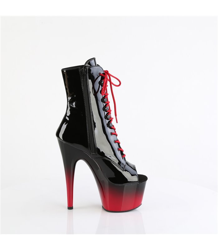 ADORE-1021BR-H - Platform Ankle Boots - Red/Black shiny | Pleaser