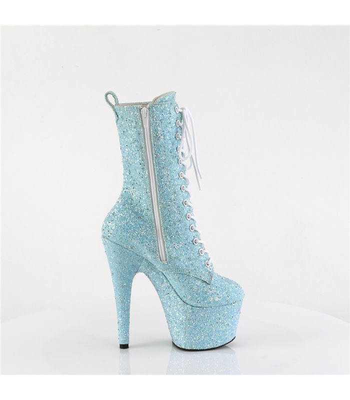 ADORE-1040GR - platform ankle boots - blue with glitter | Pleaser