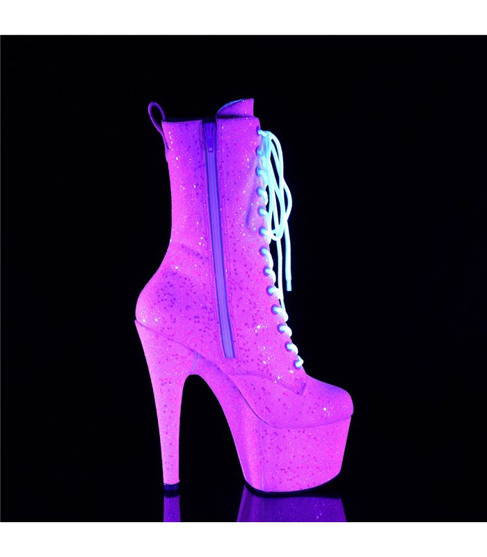 ADORE-1040-IG - Platform Ankle Boots - Pink Glitter Glow | Pleaser