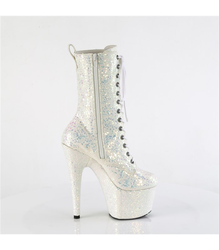 ADORE-1040-IG - platform ankle boots - white with glitter | Pleaser