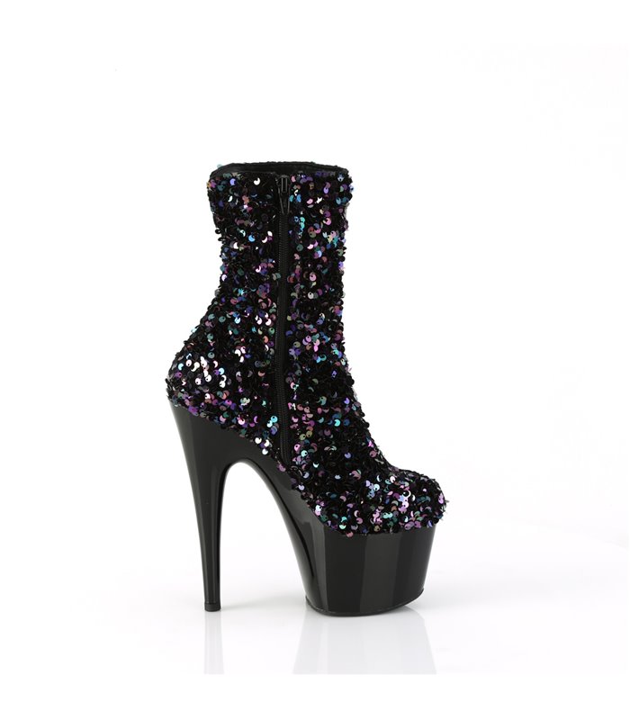 ADORE-1042SQ - platform ankle boot - black/sequins | Pleaser