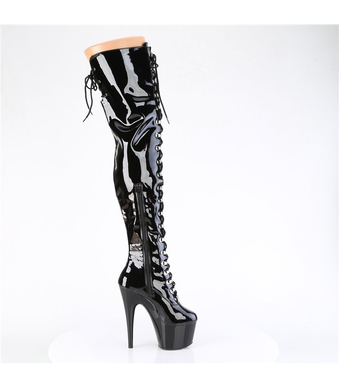 ADORE-3022 - Platform Overknee Boots - Black shiny | Pleaser