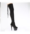 ADORE-3063 - Platform Overknee Boots - Black Velour | Pleaser