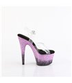 ADORE-708SS - Plateau sandaal met hoge hak - zwart/roze glitter kleurverloop | Pleaser