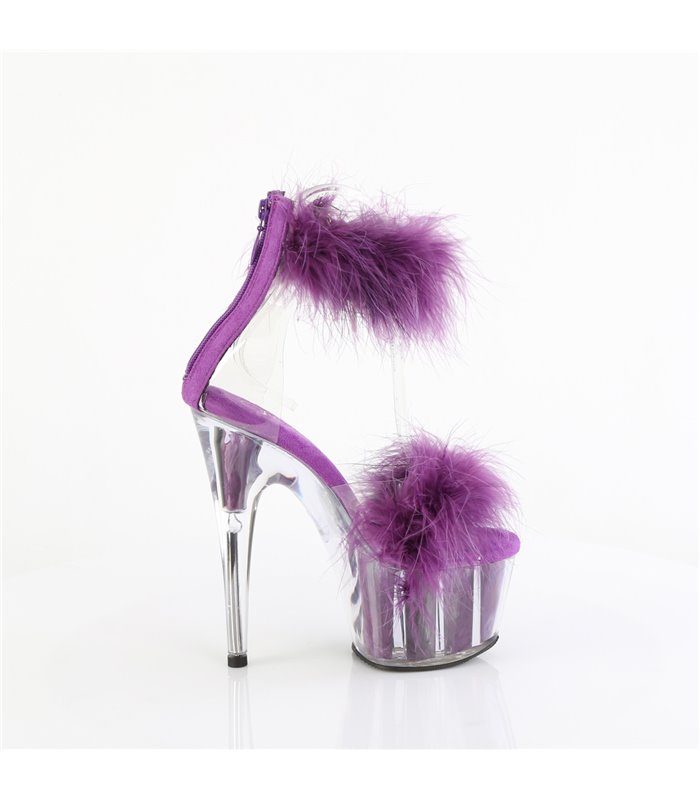 ADORE-724F - Platform High Heel Sandal - Purple with Plush | Pleaser