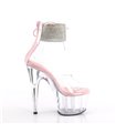 ADORE-724RS - Plateau High Heel Sandalette - Rosa/Klar mit Strass | Pleaser