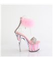 ADORE-727F - Plateau High Heel Sandalette - Rosa/Strass mit Plüsch | Pleaser