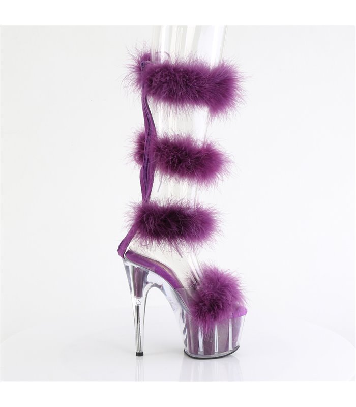 ADORE-728F - Platform High Heel Sandal - Purple with Plush | Pleaser