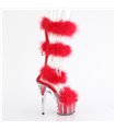 ADORE-728F - Plateau High Heel Sandalette - Rot mit Plüsch | Pleaser