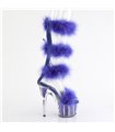 ADORE-728F - Platform high heel sandal - blue with plush | Pleaser