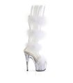 ADORE-728F - Plateau High Heel Sandalette - Weiss mit Plüsch | Pleaser