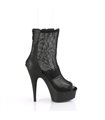 DELIGHT-1006 - Platform Peeptoe Ankle Boots - Black/Mesh | Pleaser