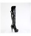 DELIGHT-3018 - Platform Overknee Boots - Black shiny | Pleaser