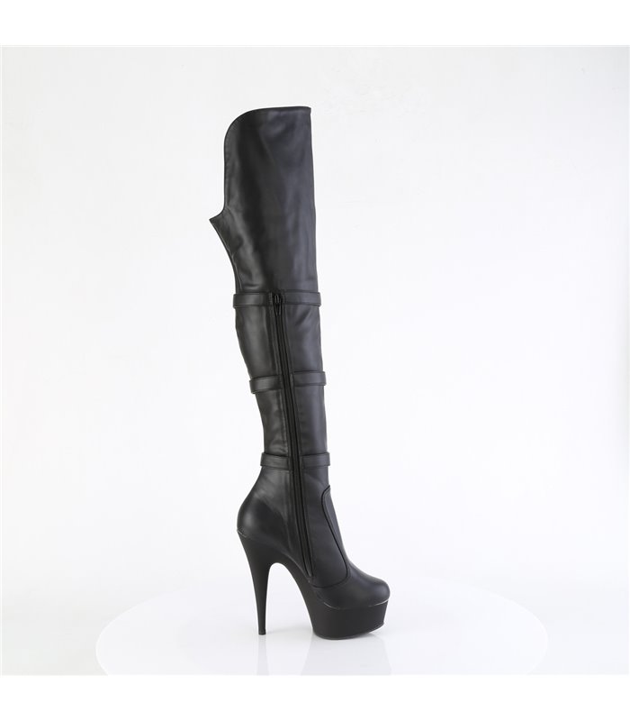 DELIGHT-3018 - Platform Overknee Boots - Black Matt | Pleaser