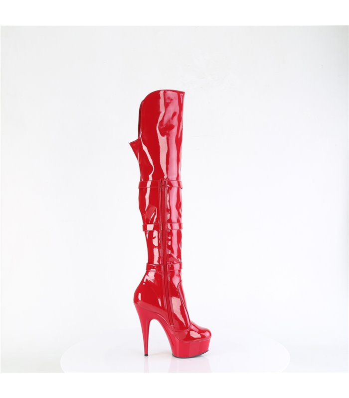 DELIGHT-3018 - Plateau Overknee Stiefel - Rot Lack | Pleaser