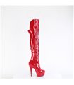 DELIGHT-3018 - Plateau Overknee Stiefel - Rot Lack | Pleaser