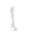 DELIGHT-3018 - Platform Overknee Boots - White shiny | Pleaser