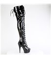 DELIGHT-3022 - Platform Overknee Boots - Black shiny | Pleaser