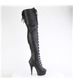 DELIGHT-3022 - Platform Overknee Boots - Black Matt | Pleaser