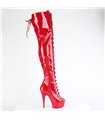 DELIGHT-3022 - Plateau Overknee Laarzen - Rood Lakleer | Pleaser