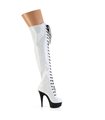 DELIGHT-3029 - Plateau Overknee Stiefel - Schwarz/Weiß Holografisch | Pleaser