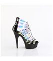 DELIGHT-600-9 - Platform High Heel Sandal - Black/Holographic | Pleaser