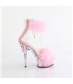 DELIGHT-624F - Plateau High Heel Sandalette - Rosa mit Plüsch | Pleaser