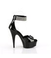 DELIGHT-625 - Plateau High Heel Sandalette - Schwarz Lack mit Strass | Pleaser