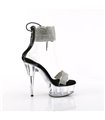 DELIGHT-627RS - Platform high heel sandal - black/clear with rhinestones | Pleaser
