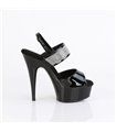 DELIGHT-639 - Platform high heel sandal - black shiny with rhinestones | Pleaser