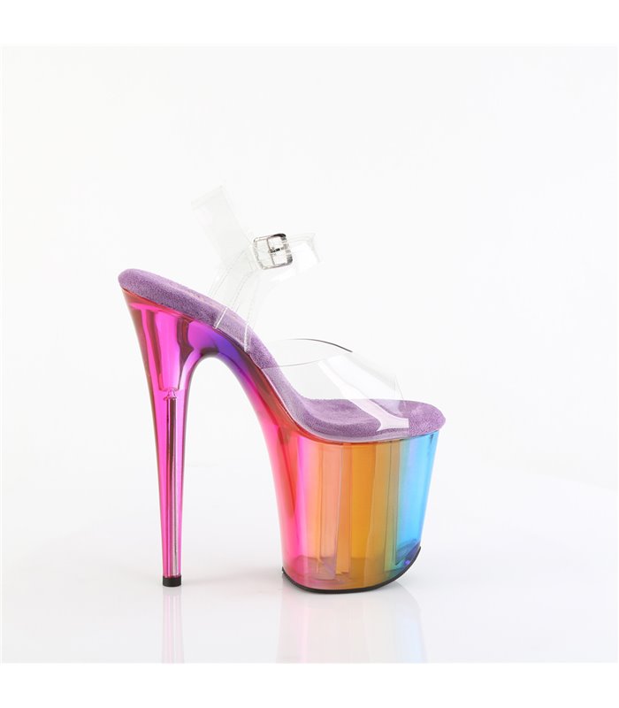 FLAMINGO-808RMT - Plateau High Heel Sandalette Regenbogen/Bunt | Pleaser