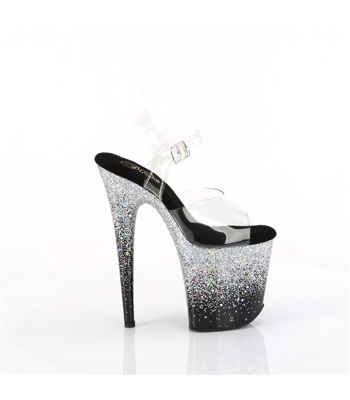 FLAMINGO-808SS - Platform high heel sandal - black/glitter with color gradient | Pleaser