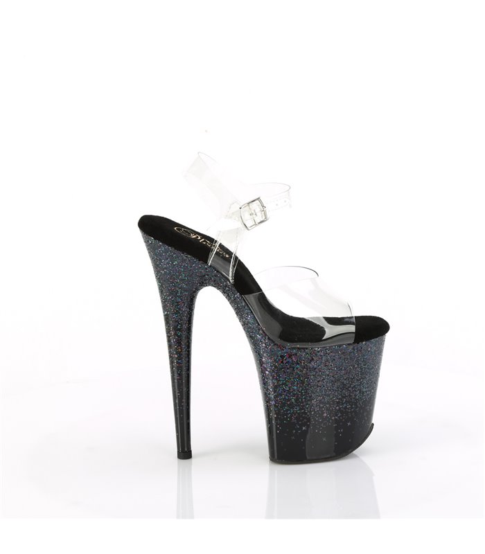 FLAMINGO-808SS - Platform high heel sandal - black with glitter | Pleaser