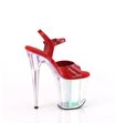 FLAMINGO-809HT - Plateau High Heel Sandalette - Rot/Klar Holografisch | Pleaser