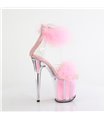 FLAMINGO-824F - Plateau High Heel Sandalette - Rosa mit Plüsch | Pleaser