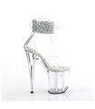 FLAMINGO-824RS-02 - Platform high heel sandal - clear with rhinestones | Pleaser