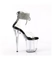 FLAMINGO-824RS - Plateau High Heel Sandalette - Schwarz/Klar mit Strass | Pleaser