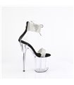 FLAMINGO-827RS - Plateau High Heel Sandalette- Schwarz/Klar mit Strass | Pleaser