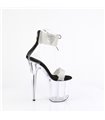 FLAMINGO-827RS - Platform high heel sandal- black/clear with rhinestones | Pleaser