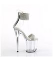 FLAMINGO-827RS - Platform sandaal met hoge hak - transparant met strass steentjes | Pleaser