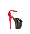 FLAMINGO-868 - Plateau High Heel Sandalette - Schwarz/Rot Lack | Pleaser