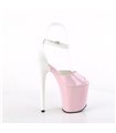 FLAMINGO-868 - Platform High Heel Sandals - Pink/White shiny | Pleaser