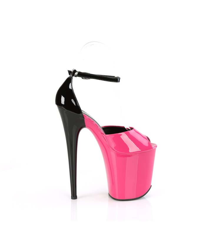 FLAMINGO-868 - Plateau High Heel Sandalette - Schwarz/Pink | Pleaser